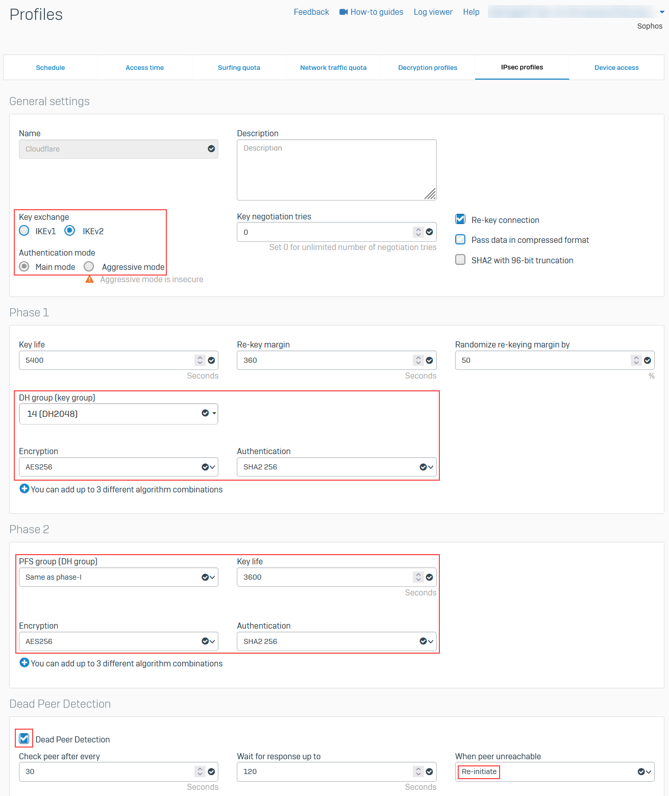 Start by setting up an IPsec profile.