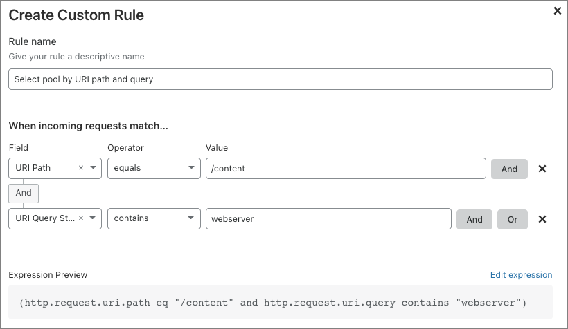 Example rule configuration visible in the Expression Builder